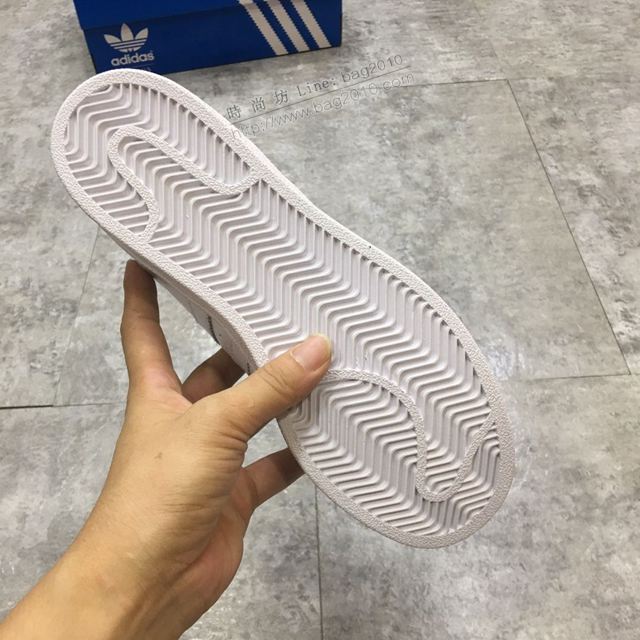 Adidas鞋 法國限定特別款 阿迪達斯全頭層小牛皮小白鞋 Adidas板鞋 男女同款  hdx13255